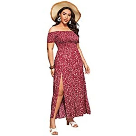 Floerns Dresses & Skirts - Women's Boho Floral Print Off Shoulder line dress